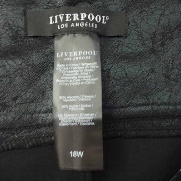 LIVERPOOL Stella Kick Flare Pants Women's Plus Size 18W Black Crackle Coated - Picture 11 of 13